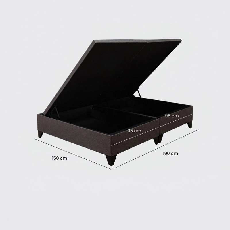CAMA BAUL 2 PLAZAS COLOSAL APERTURA HORIZONTAL CON RESPALDO BOTONE NEGRO - 5