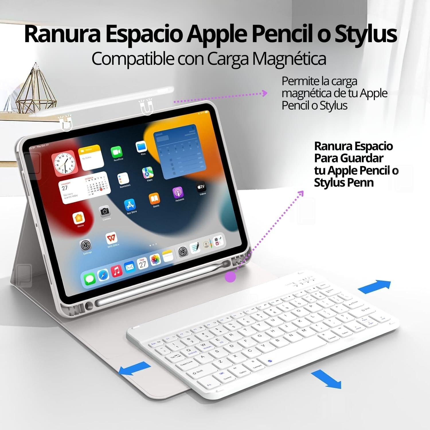 FUNDA TECLADO PARA IPAD AIR 11 M2 RANURA PEN CARGA MAGNÉTICA - 5