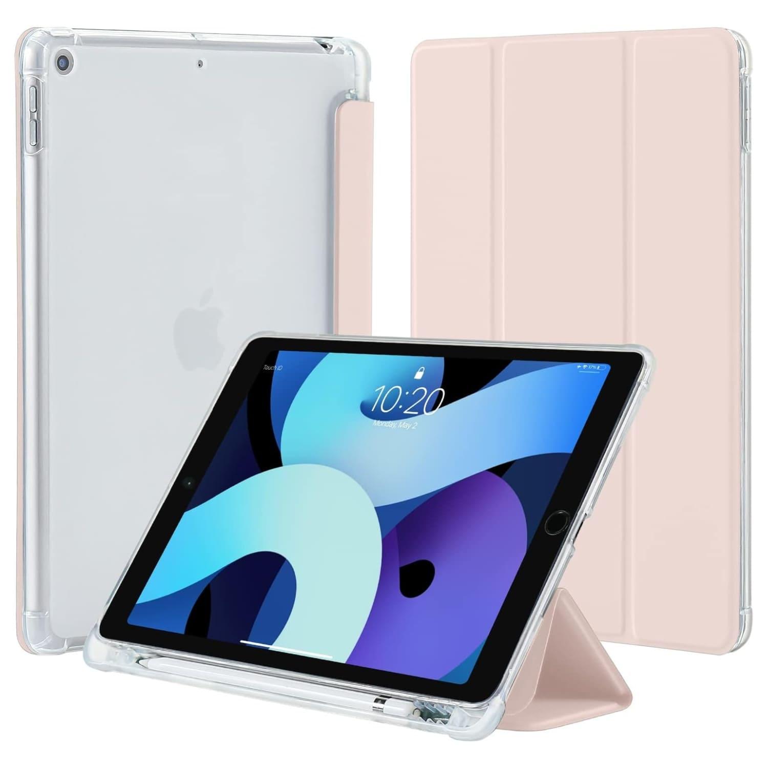 FUNDA PARA IPAD 9.7 (5 Y 6) RANURA LAPIZ Y ATRAS TRASLUCIDA Rosa