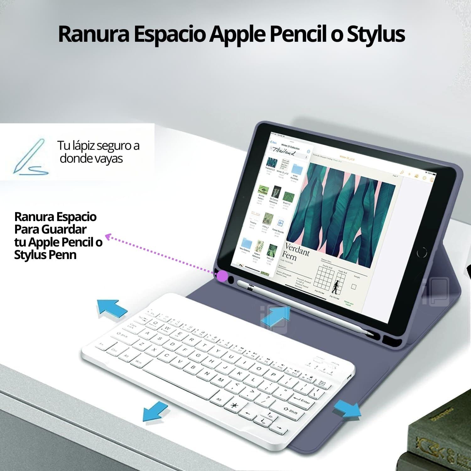 FUNDA TECLADO ESPAÑOL PARA IPAD 9 (10.2) CON RANURA LÁPIZ - 2
