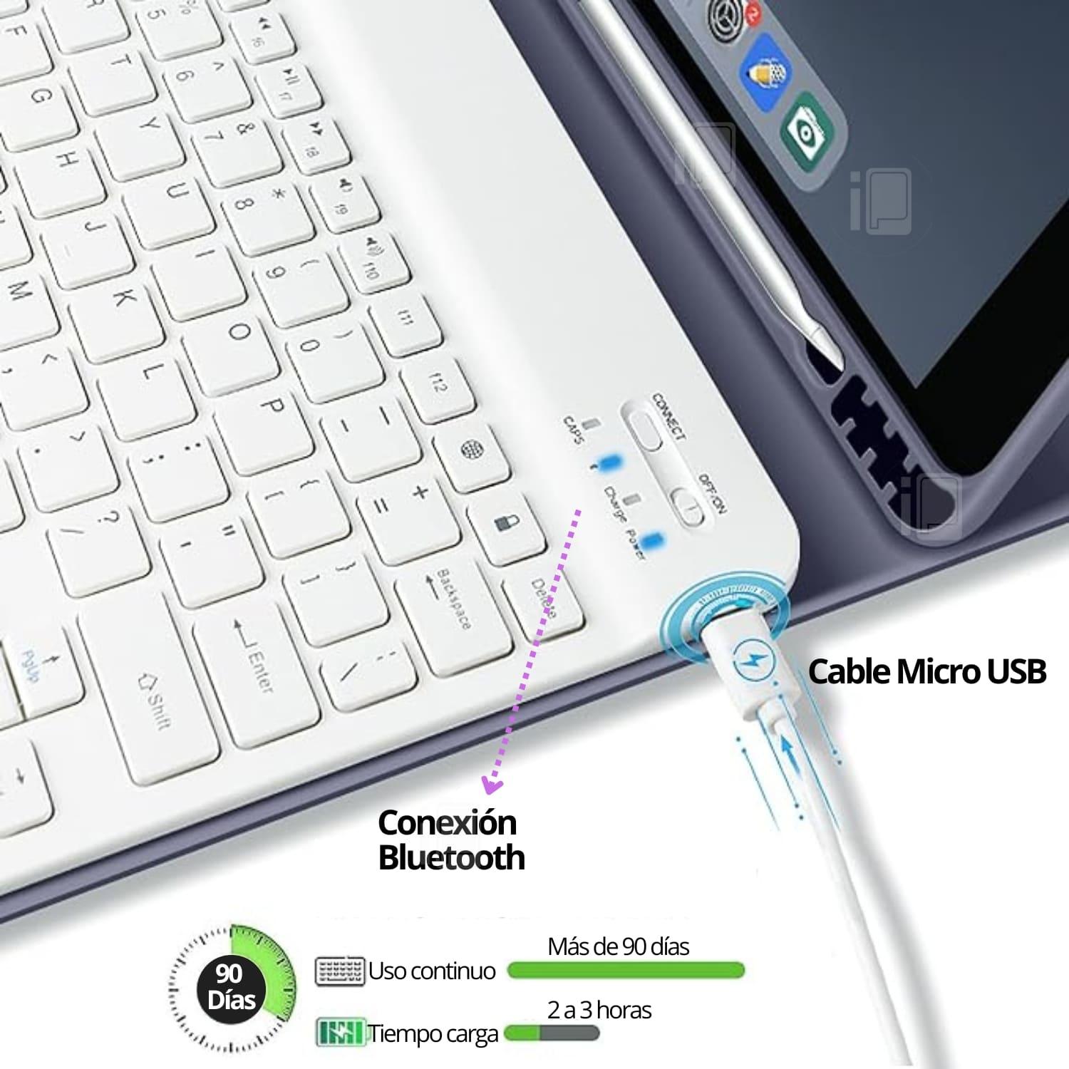 FUNDA TECLADO ESPAÑOL PARA IPAD 9 (10.2) CON RANURA LÁPIZ - 4