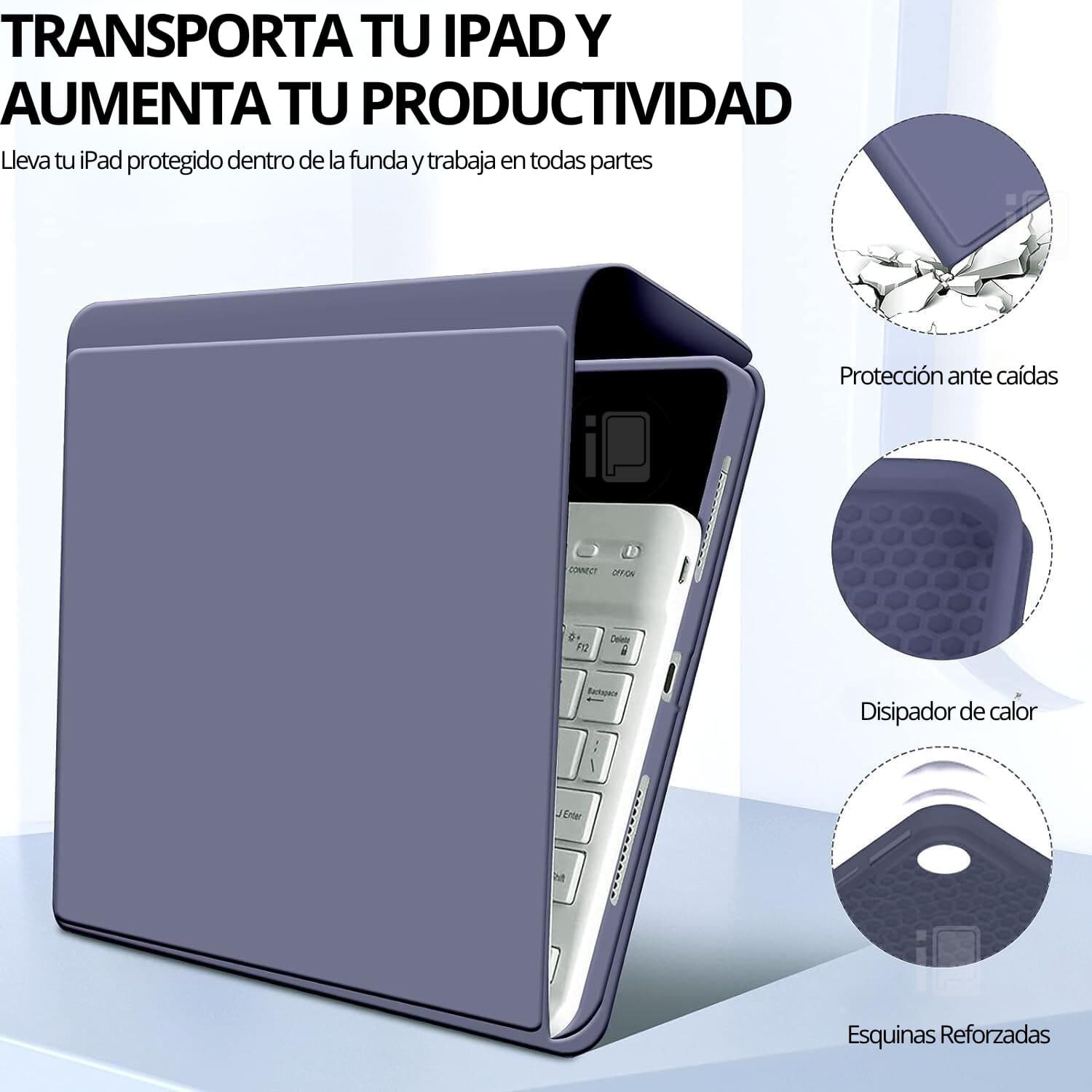 FUNDA TECLADO ESPAÑOL PARA IPAD 9 (10.2) CON RANURA LÁPIZ - 5