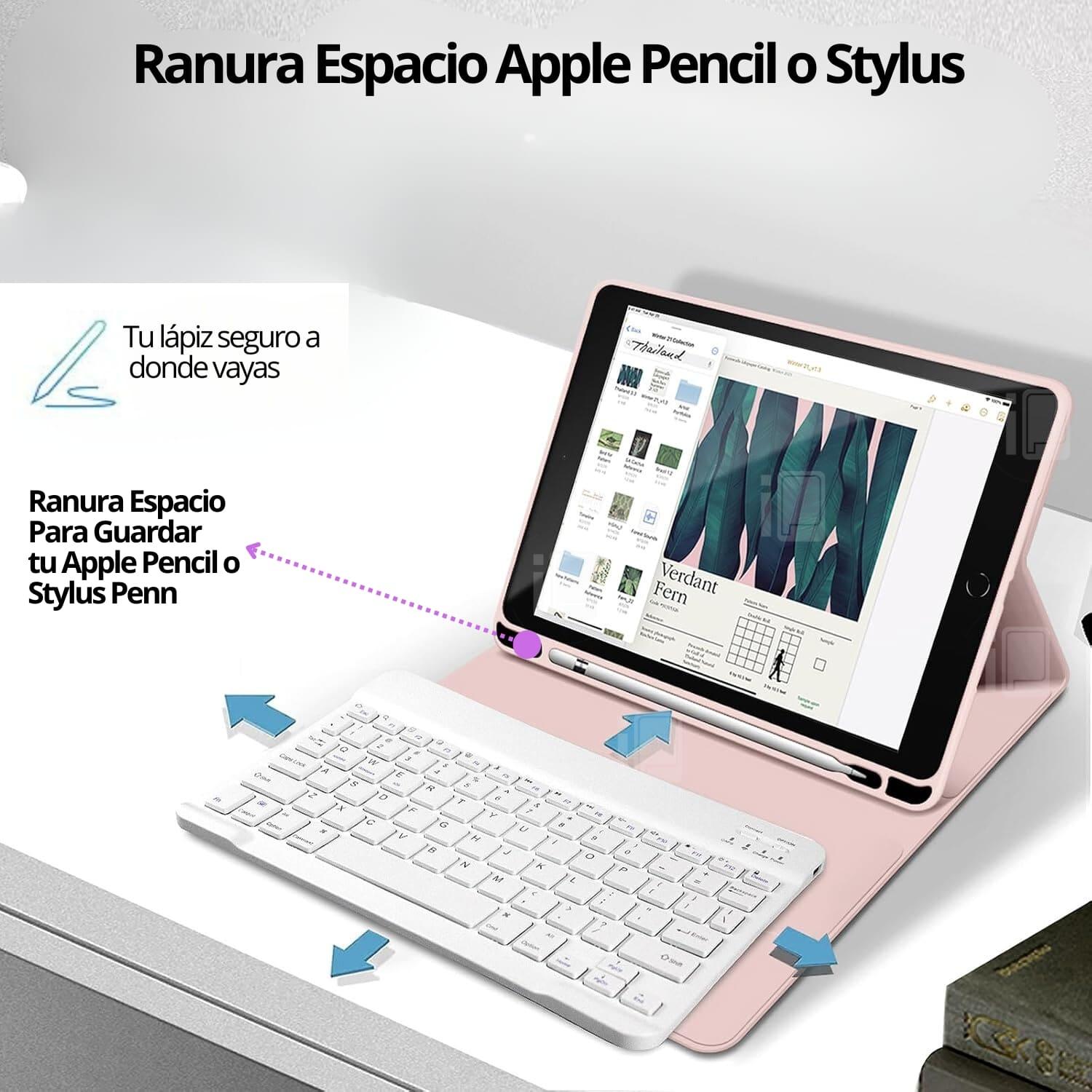 FUNDA CON TECLADO PARA IPAD 7 Y 8 (10.2”) CON RANURA LÁPIZ - 2
