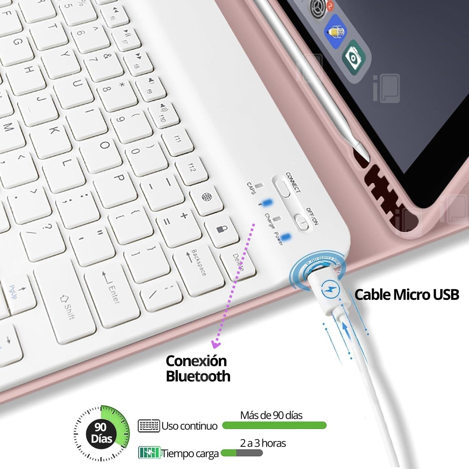 FUNDA CON TECLADO PARA IPAD 7 Y 8 (10.2”) CON RANURA LÁPIZ - 4