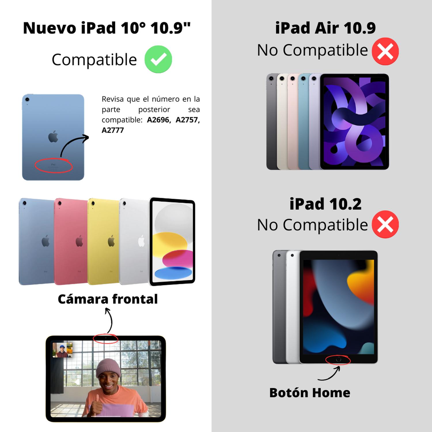 FUNDA PARA IPAD 10 DÉCIMA 10.9 CUBIERTA REMOVIBLE MAGNÉTICA - 2