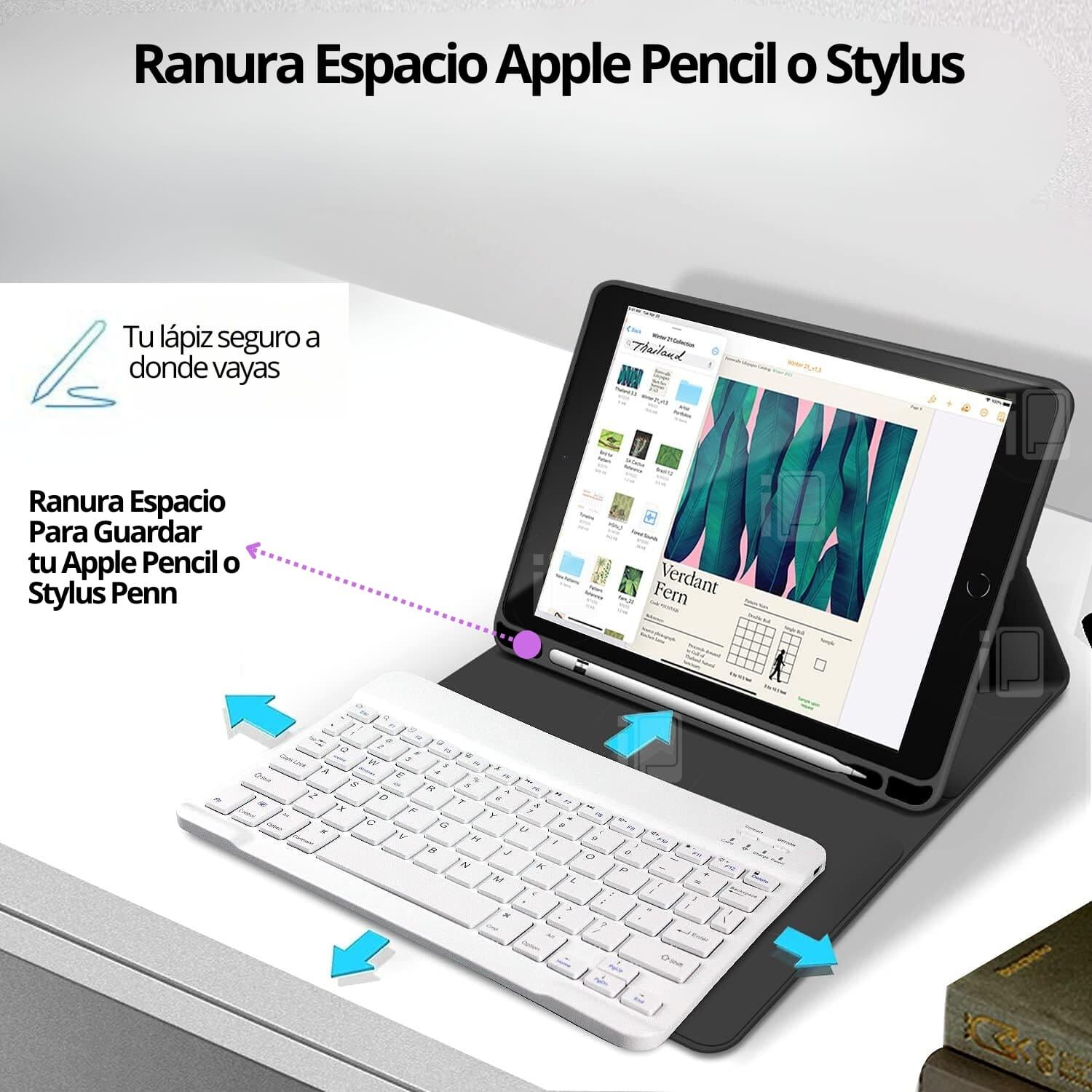 FUNDA TECLADO ESPAÑOL PARA IPAD 9.7 (5 Y 6) CON RANURA LÁPIZ - 2