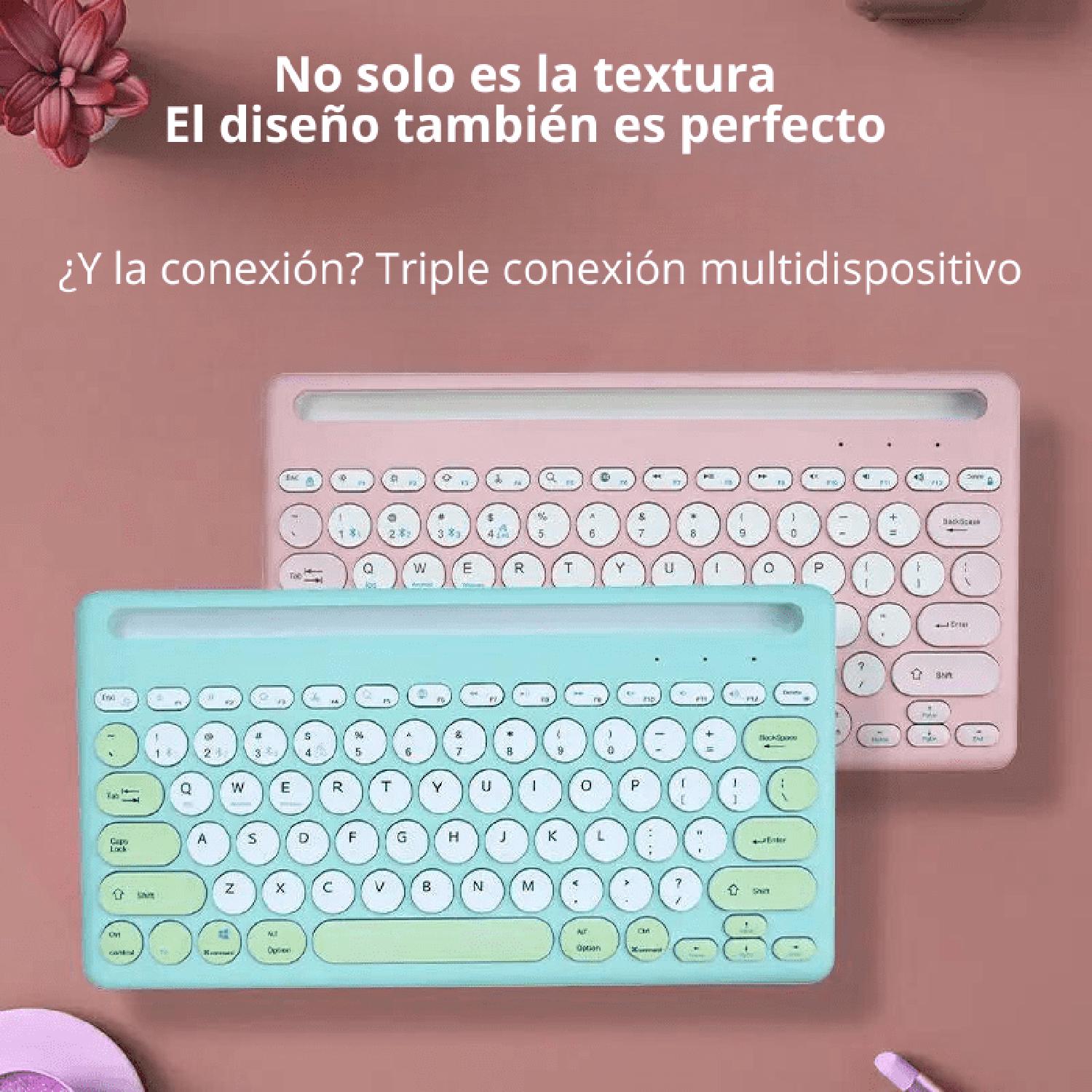 KIT MOUSE Y TECLADO BLUETOOTH TRIPLE CONEXIÓN ESPAÑOL - 2