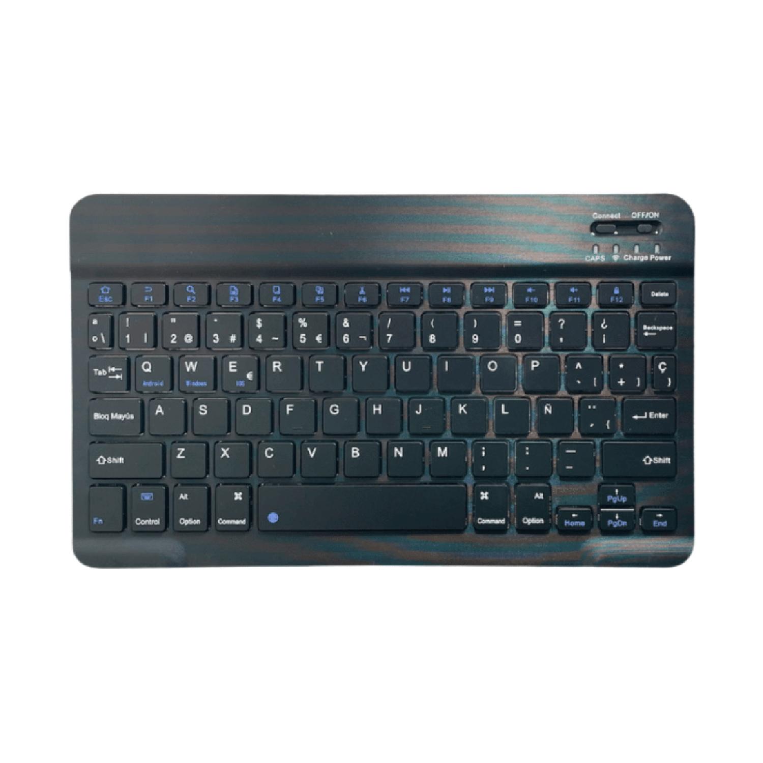 TECLADO INALÁMBRICO BLUETOOTH EN COLOR NEGRO RECARGABLE EN ESPAÑOL - 1