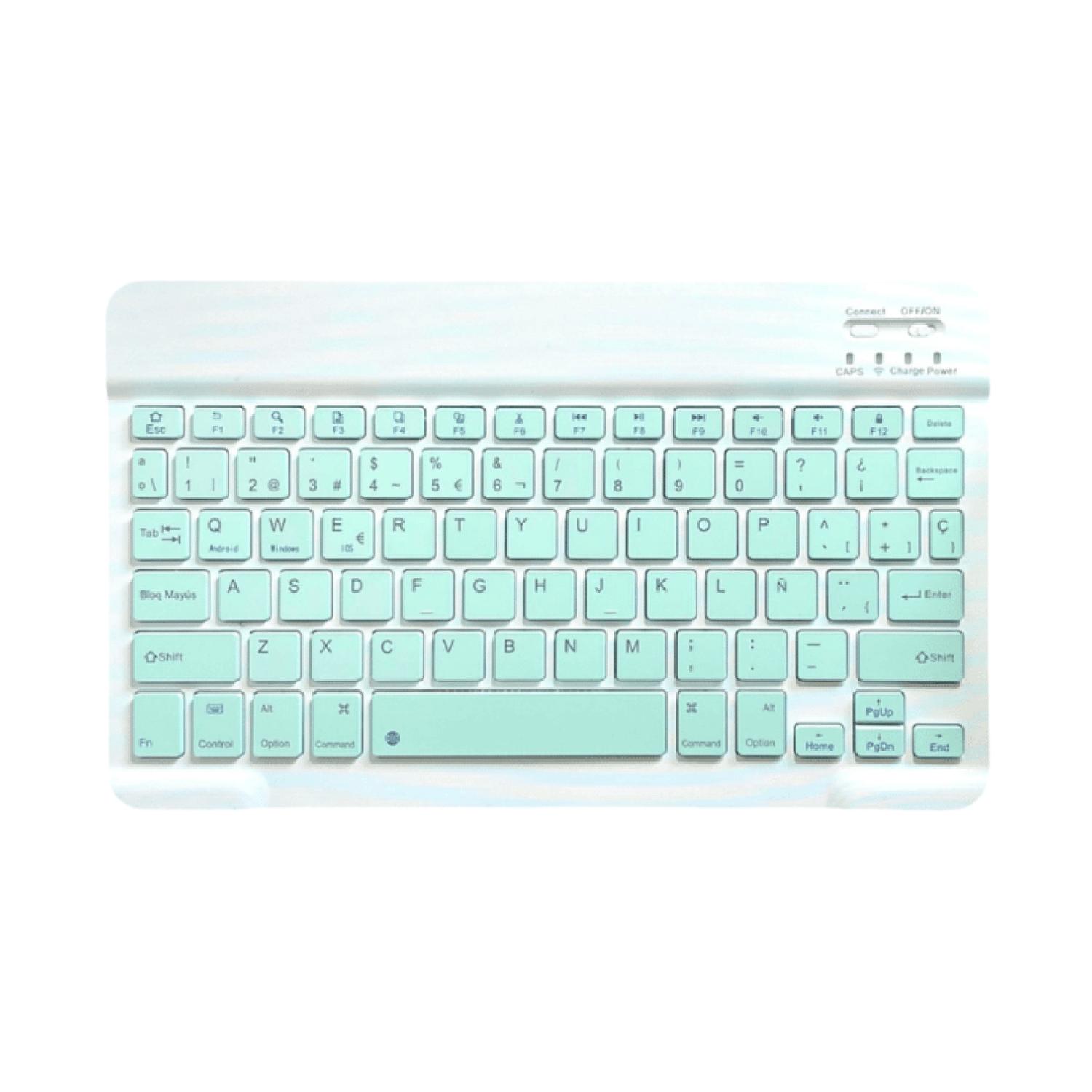 TECLADO INALÁMBRICO BLUETOOTH VERDE RECARGABLE EN ESPAÑOL - 1