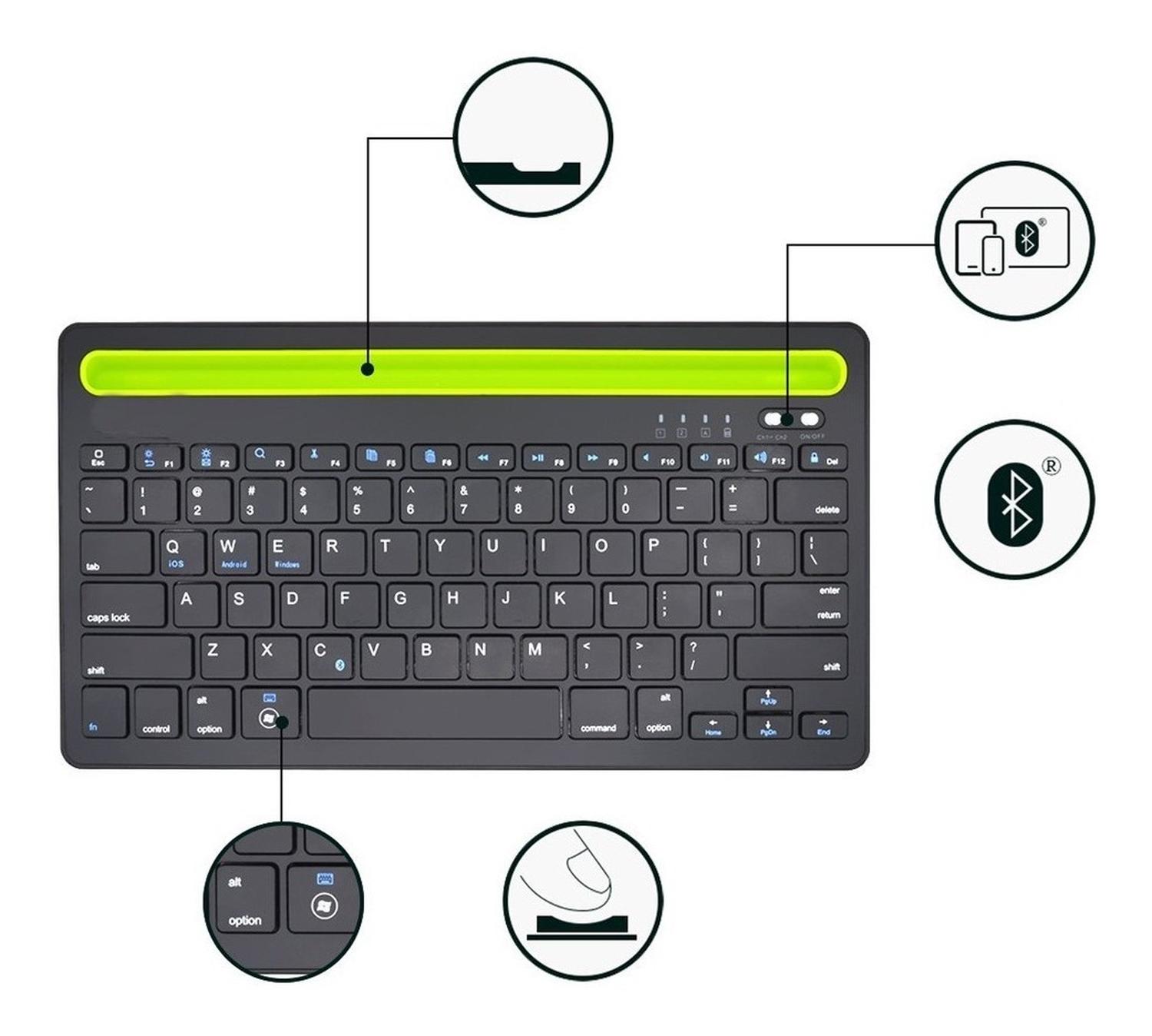 TECLADO BLUETOOTH DOBLE CONEXIÓN ESPAÑOL RANURA TABLET/CEL - 3