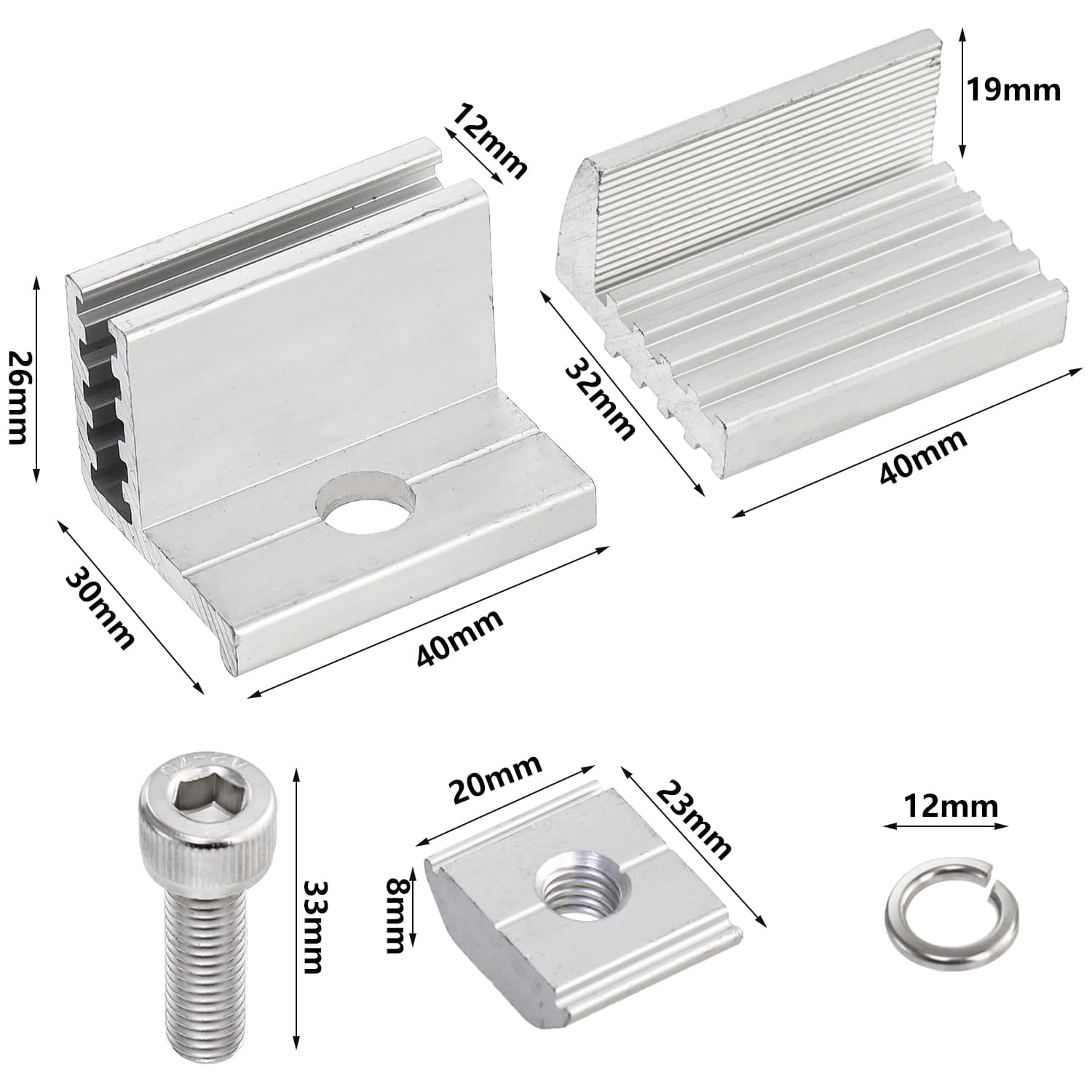 PACK 4 ABRAZADERA FINAL FIJACION SOLAR AJUSTABLE 30-50MM - 5