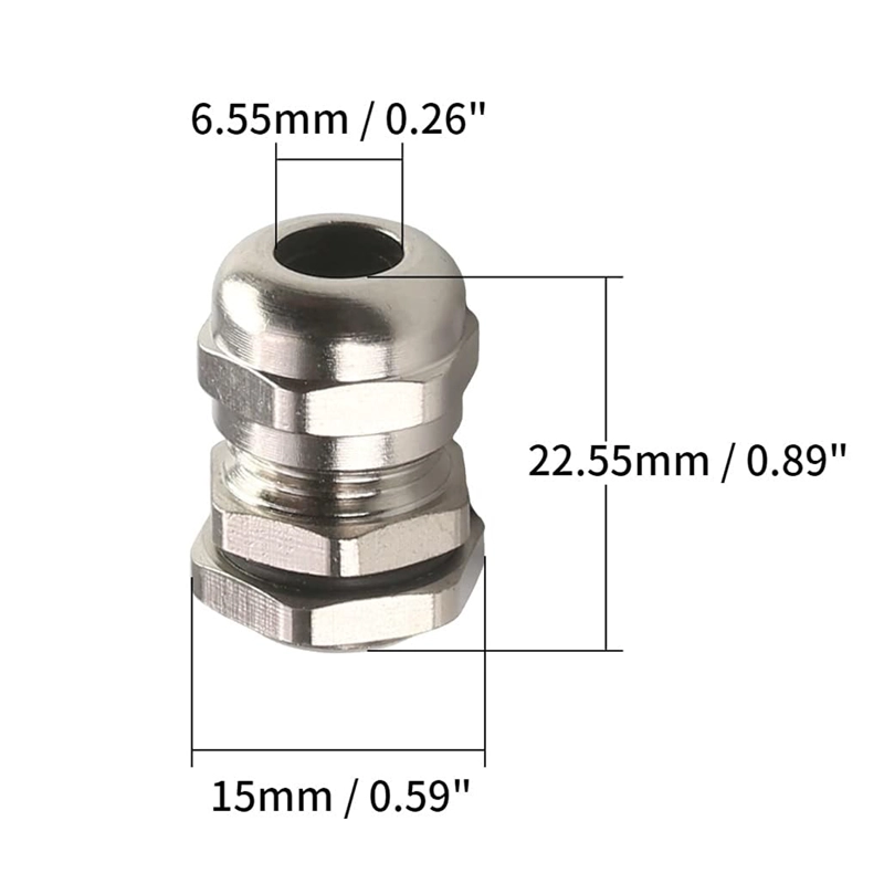 PRENSA ESTOPA METALICA PG7 3,5 A 6,5MM 10 UNIDADES - 4