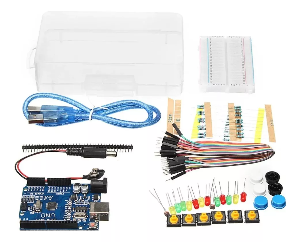 KIT INICIAL ARDUINO UNO COMPATIBLE EN CAJA - 1