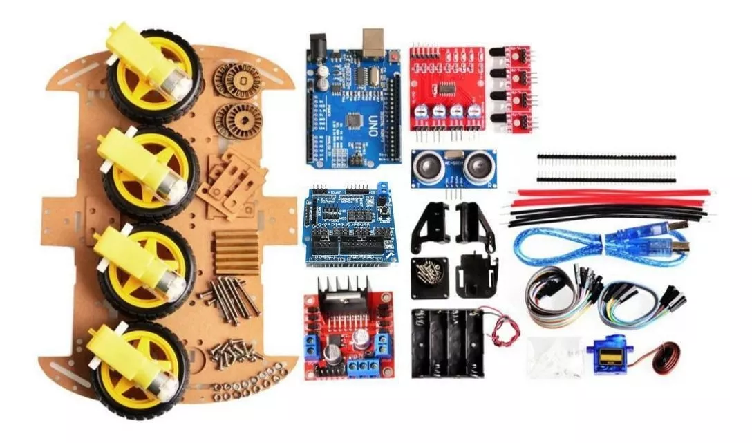 KIT CHASIS COMPLETO AUTO 4WD / ROBOT ARDUINO COMPATIBLE - 1