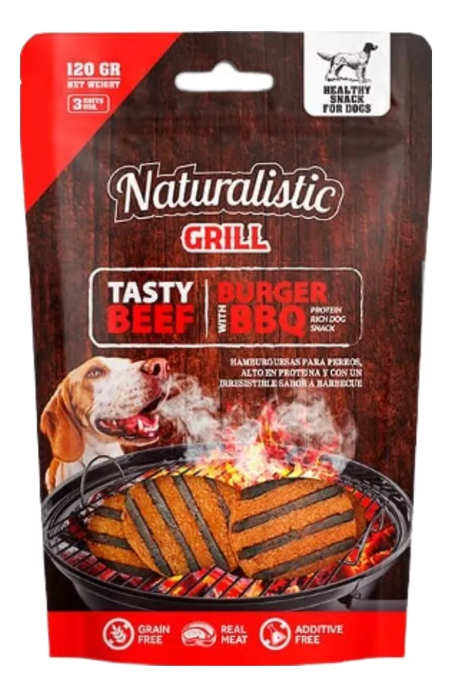NATURALISTIC TASTY BEEF BURGER BBQ 220 GRS, SNACK PARA PERRO - 1