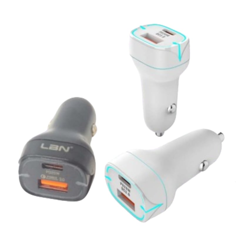 OEM CARGADOR PARA AUTO 12 V QC USB + USB-C / TYP-C