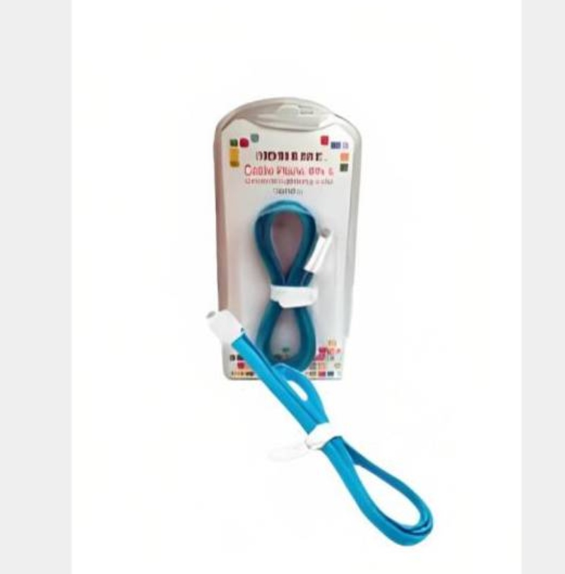 CABLE USB PLANO PARA IPHONE/IPAD 5 /6 BLUE - 1