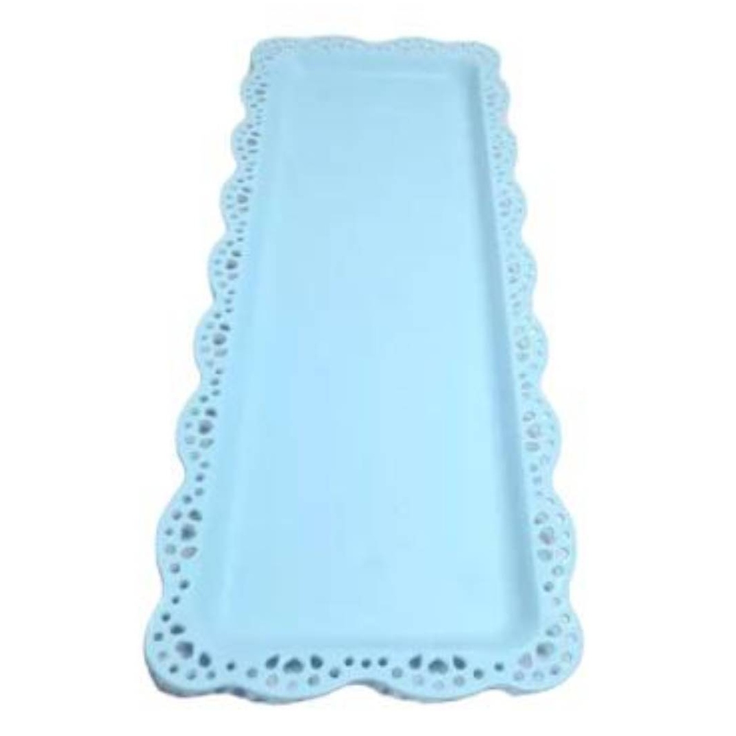 BANDEJA OEM RECTANGULAR PLÁSTICO 30 X 15 CM CELESTE - 1