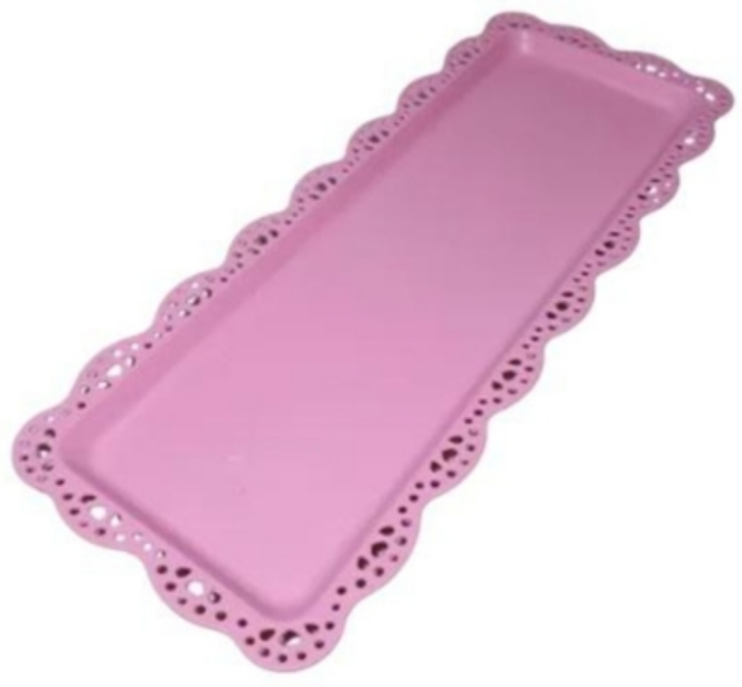 BANDEJA OEM RECTANGULAR PLÁSTICO 30 X 15 CM ROSADO - 1