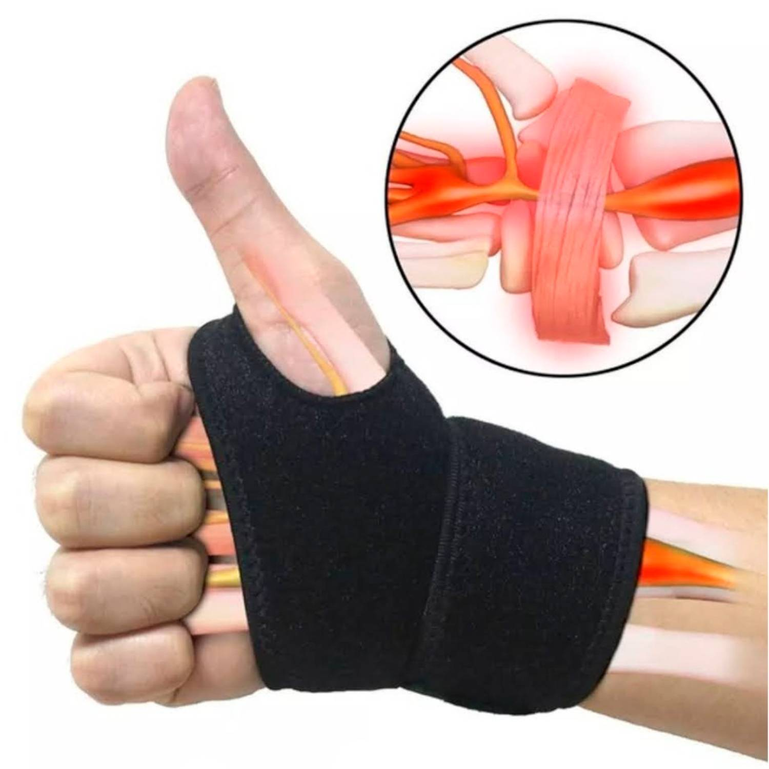 VENDA GASA OEM MUÑEQUERA ELASTICA ORTOPEDICA TUNEL CARPIANO MANO NEGRO - 2