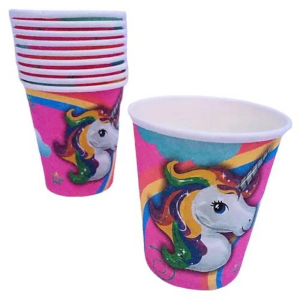 VASO OEM PAPEL DISEÑO UNICORNIO X 10 UNIDADES - 1