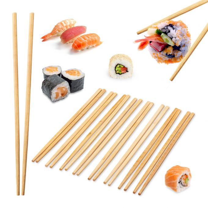 SET 10 PARES PALILLO CHINO/ JAPONÉS SUSHI BAMBÚ - 1