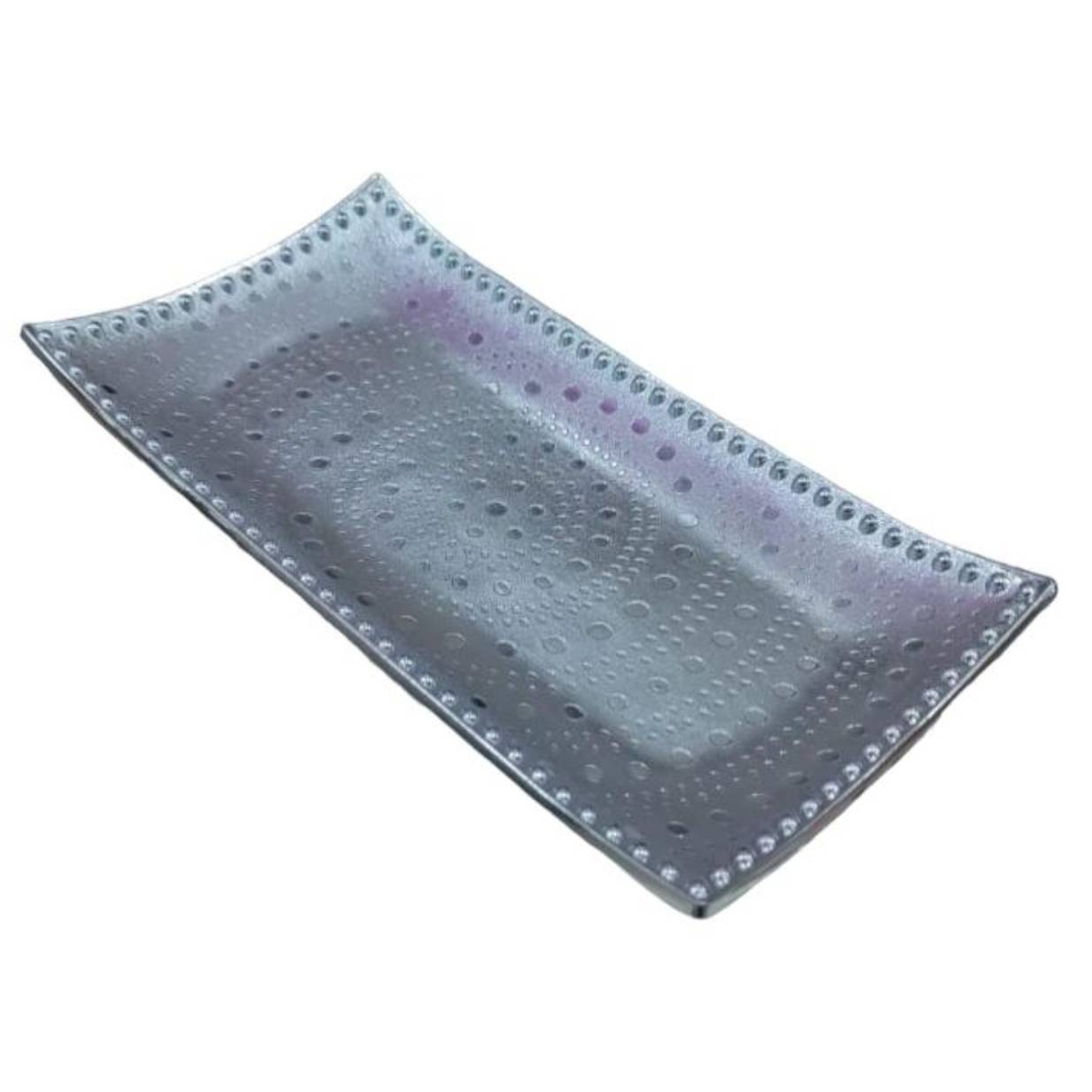 BANDEJA OEM DECORATIVA FIESTAS 22 X 11.5 CM PLATEADO - 1