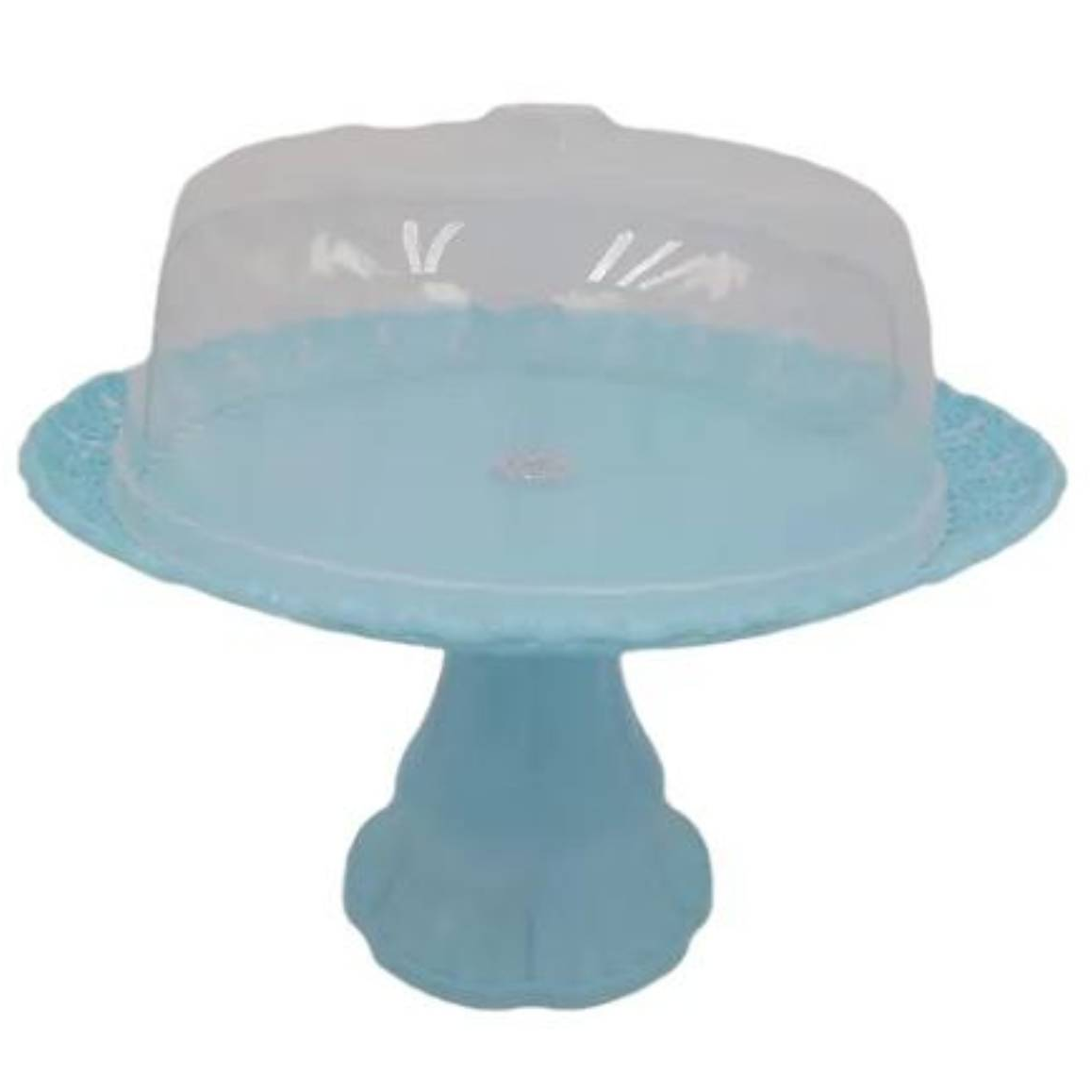 PLATO OEM TORTAS CON BASE Y TAPA PLÁSTICO CELESTE - 1