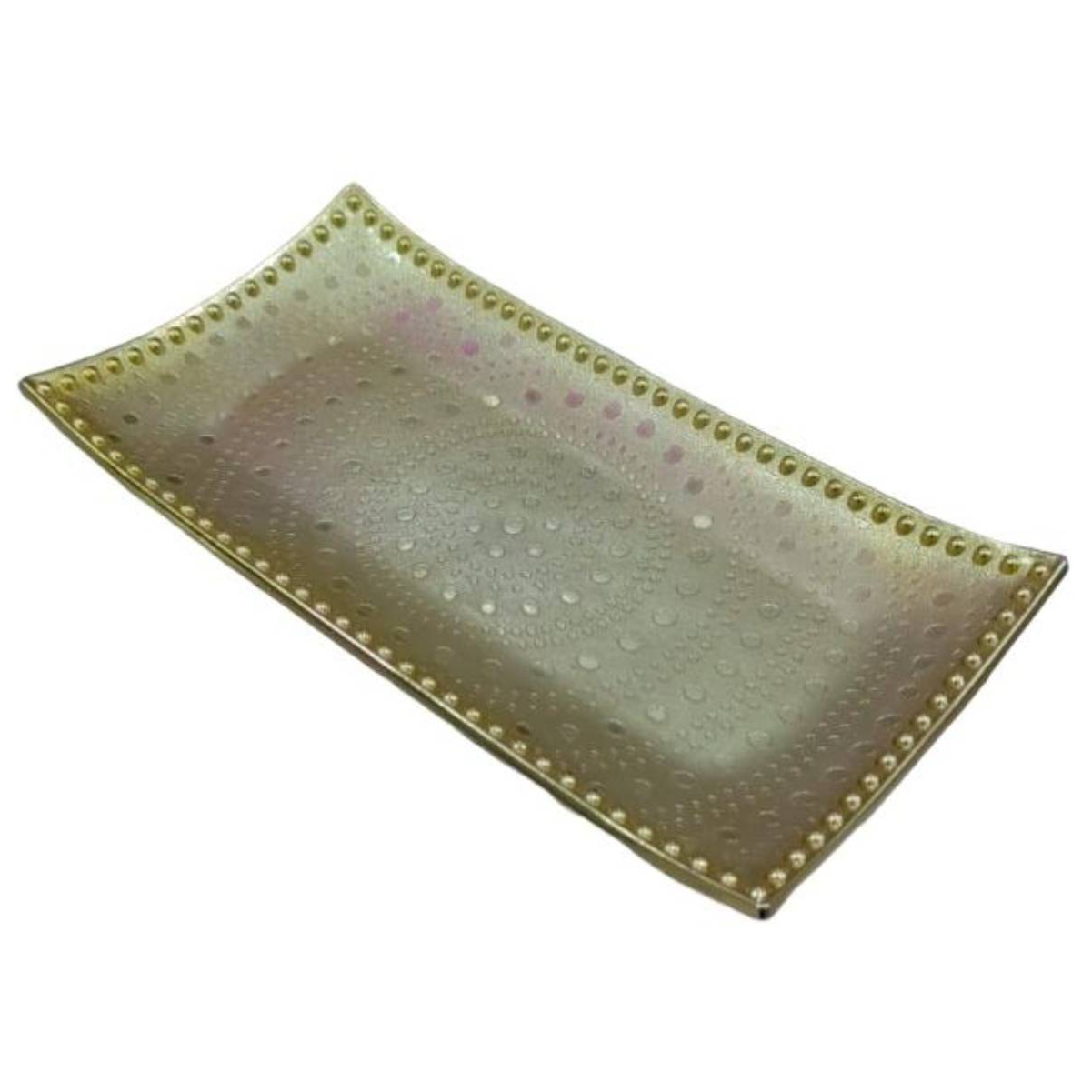 BANDEJA OEM DECORATIVA FIESTAS 22 X 11.5 CM DORADO - 1