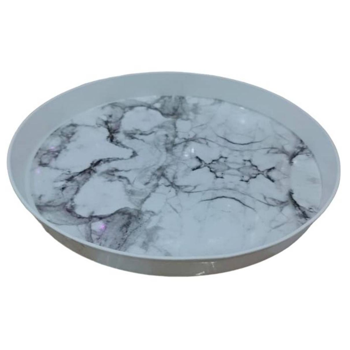 BANDEJA OEM REDONDA FIESTAS DECORATIVA 28 CM BLANCO - 1