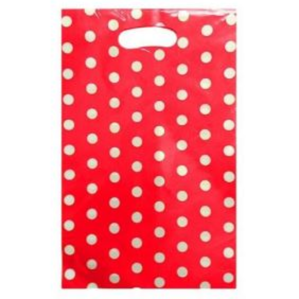 PACK X10 BOLSA DULCES COTILLÓN LUNARES ROJO CUMPLEAÑOS - 1