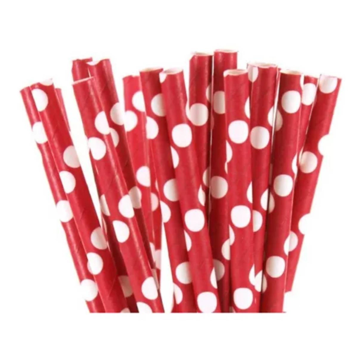 BOMBILLA OEM PAPEL ECOLÓGICO 25 UNIDADES DISEÑO LUNARES ROJO - 1