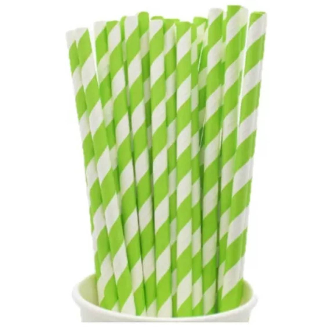 BOMBILLA OEM PAPEL ECOLÓGICO 25 UNIDADES DISEÑO RAYAS VERDE - 1