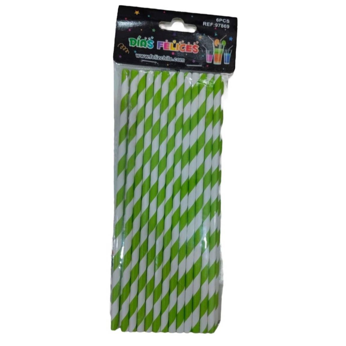 BOMBILLA OEM PAPEL ECOLÓGICO 25 UNIDADES DISEÑO RAYAS VERDE - 2