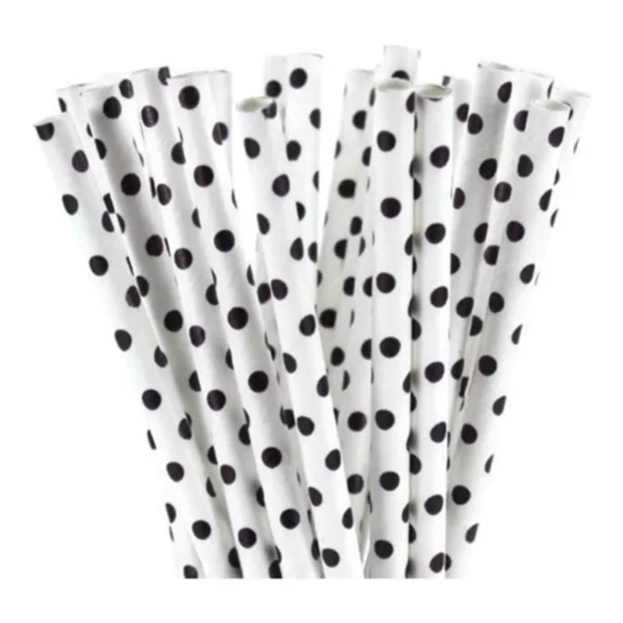 BOMBILLA OEM PAPEL ECOLÓGICO 25 UNIDADES DISEÑO LUNARES NEGRO - 1