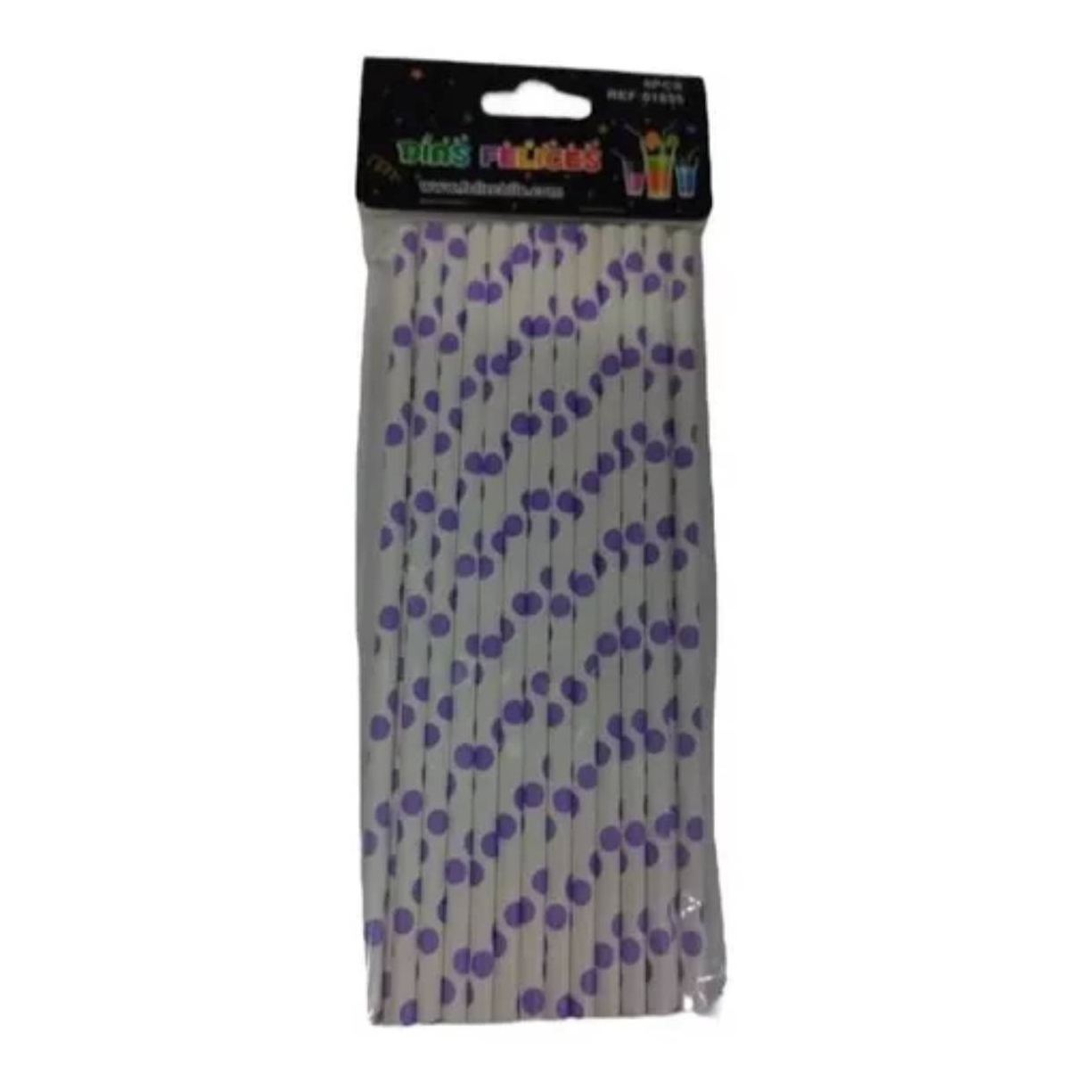 BOMBILLA OEM PAPEL ECOLÓGICO 25 UNIDADES DISEÑO LUNARES MORADO - 1