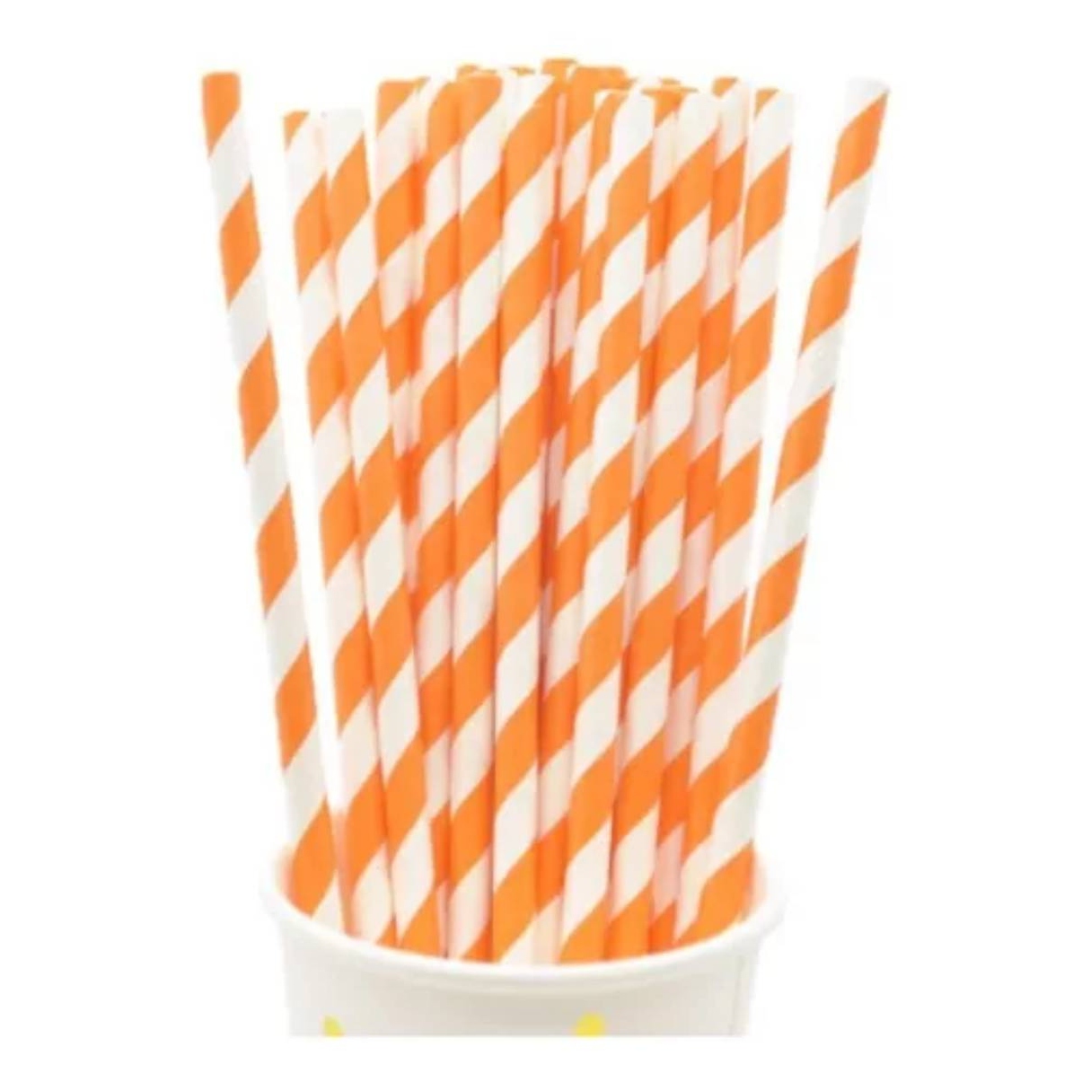 BOMBILLA OEM PAPEL ECOLÓGICO 25 UNIDADES DISEÑO RAYAS NARANJA - 1