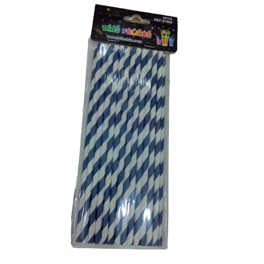 BOMBILLA OEM PAPEL ECOLÓGICO 25 UNIDADES DISEÑO RAYAS AZUL - 2