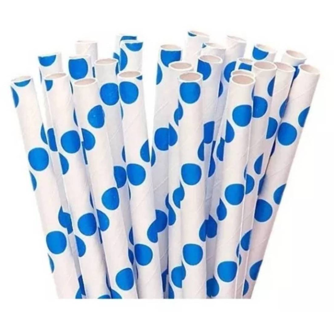 BOMBILLA OEM PAPEL ECOLÓGICO 25 UNIDADES DISEÑO LUNARES AZUL - 1