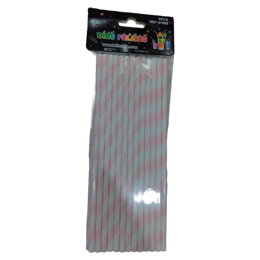 BOMBILLA OEM PAPEL ECOLÓGICO 25 UNIDADES DISEÑO RAYAS ROSADO - 2
