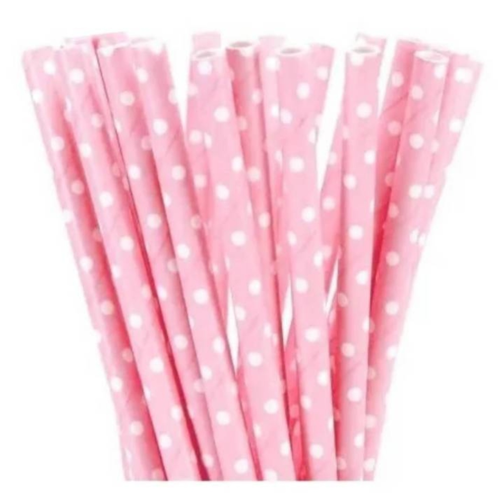 BOMBILLA OEM PAPEL ECOLÓGICO 25 UNIDADES DISEÑO LUNARES ROSADO - 1