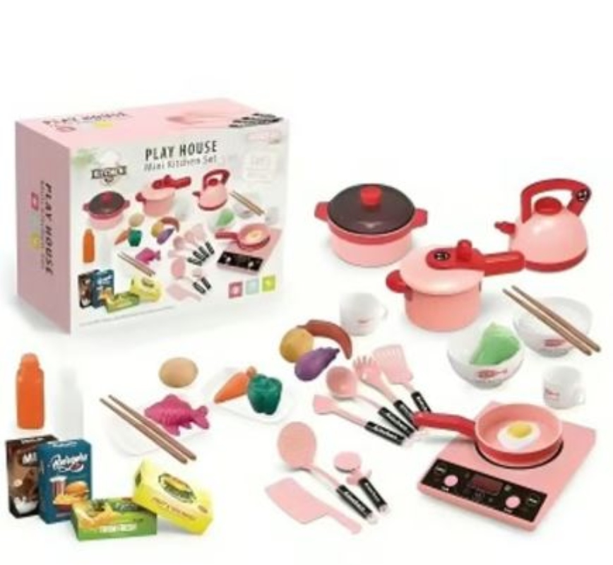 SET JUEGO DE COCINA ELEMENTOS DE COCINA JUGUETE PARA NIÑA -ROSADO - 2