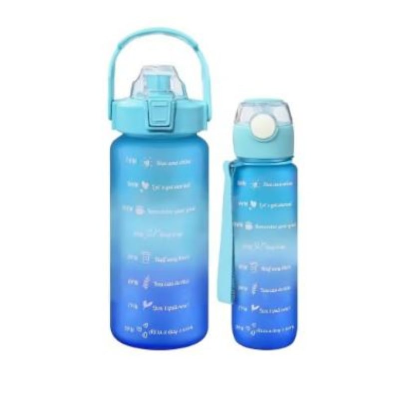PACK 2 BOTELLAS AGUA MOTIVACIONALES DE 2 LITROS Y 900 M - AZUL - 1