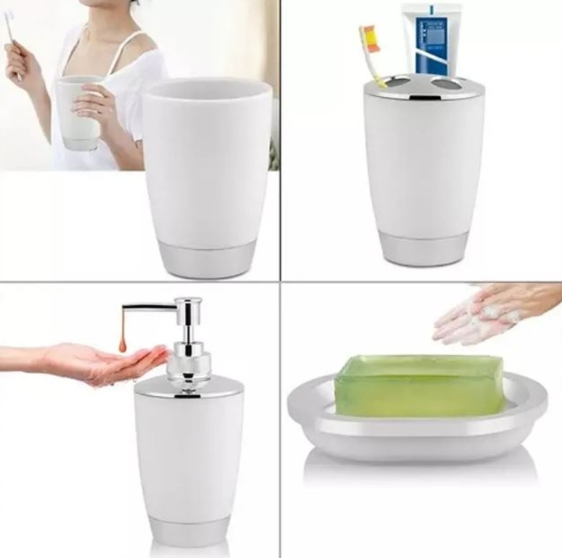 SET ACCESORIOS DE BAÑO 4PZS PORTACEPILLOS JABONERA - 2