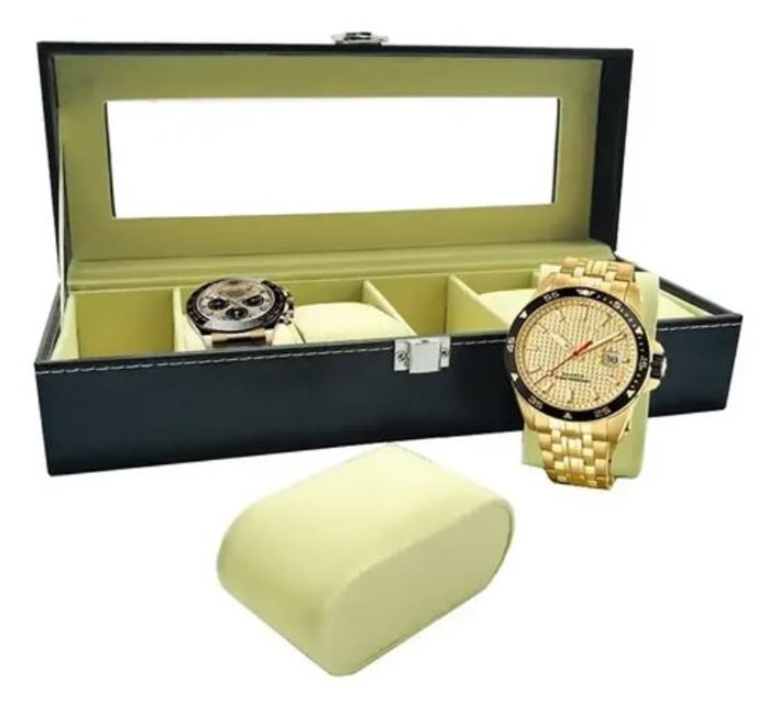 CAJA DE RELOJES ORGANIZADOR PARA 6 UNIDADES, REGALO HOMBRE - 1