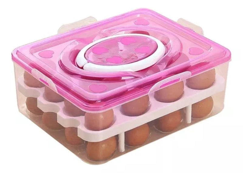CONTENEDOR DE PLÁSTICO DE 2 NIVELES PARA HUEVOS CON TAPA - 1