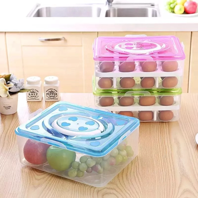 CONTENEDOR DE PLÁSTICO DE 2 NIVELES PARA HUEVOS CON TAPA - 2