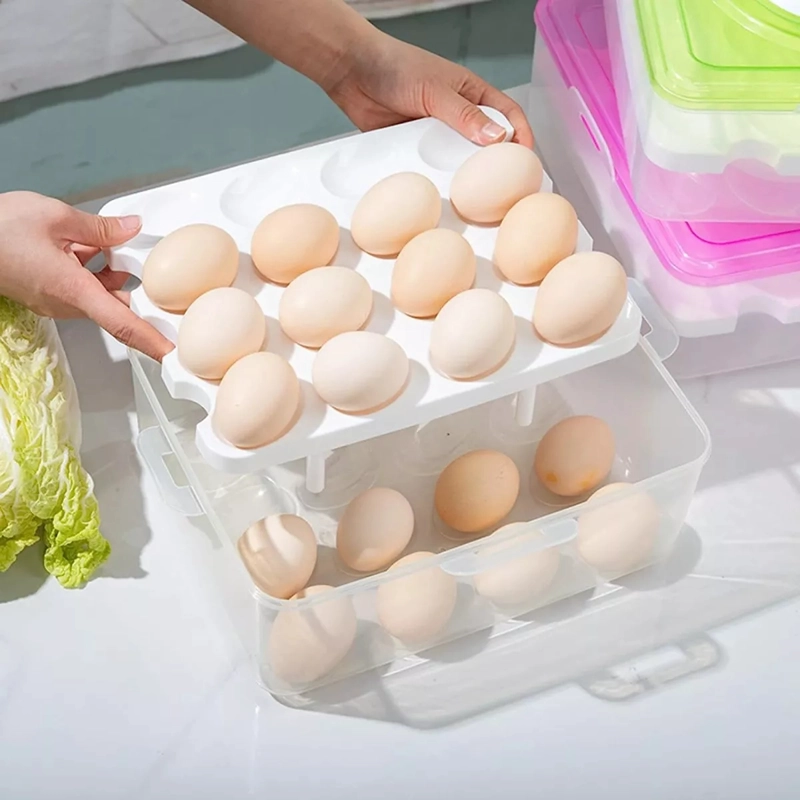 CONTENEDOR DE PLÁSTICO DE 2 NIVELES PARA HUEVOS CON TAPA - 3