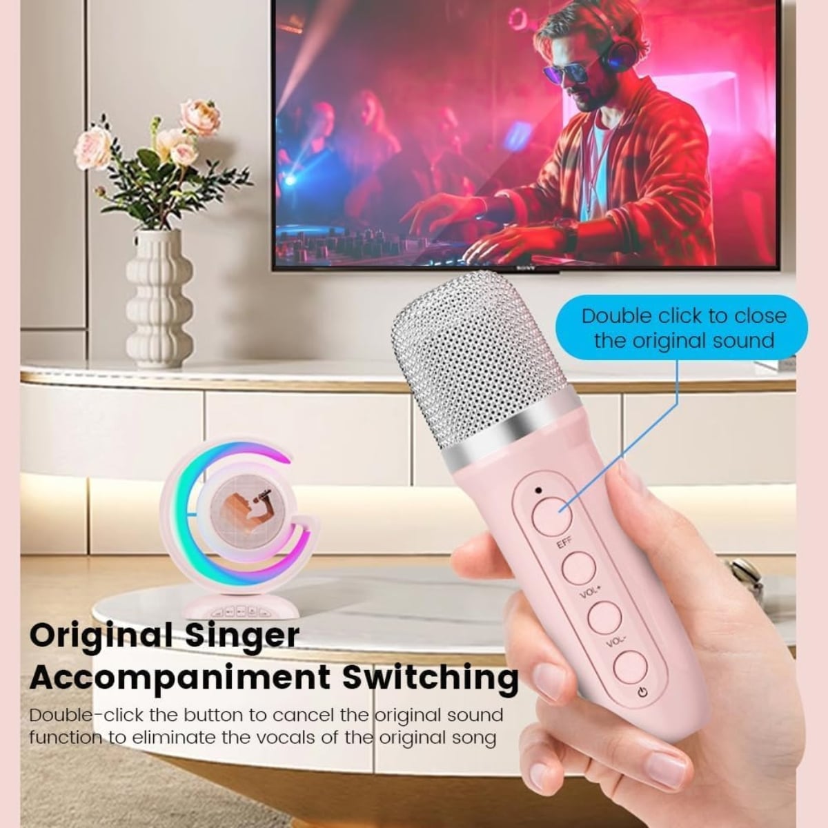 PARLANTE ALTAVOZ BLUETOOTH PORTÁTIL CON 2 MICRÓFONOS INALÁMBRICOS - 3