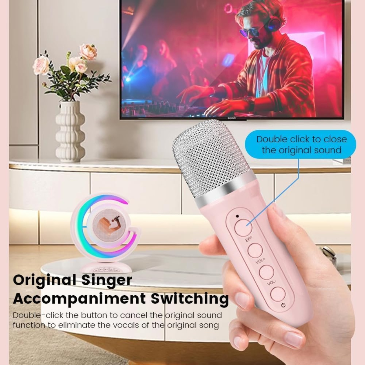 PARLANTE ALTAVOZ BLUETOOTH PORTÁTIL CON 2 MICRÓFONOS INALÁMBRICOS - 3